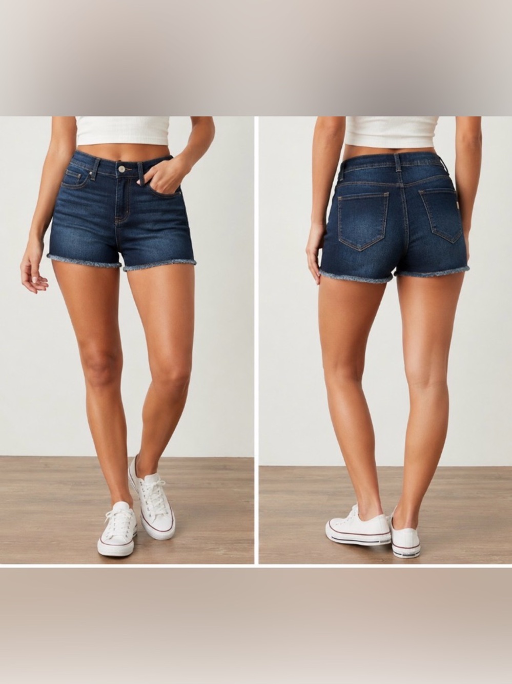 1822 Denim Dark Blue mid-Rise Frayed Hem Jean Shorts/ woman’s 8